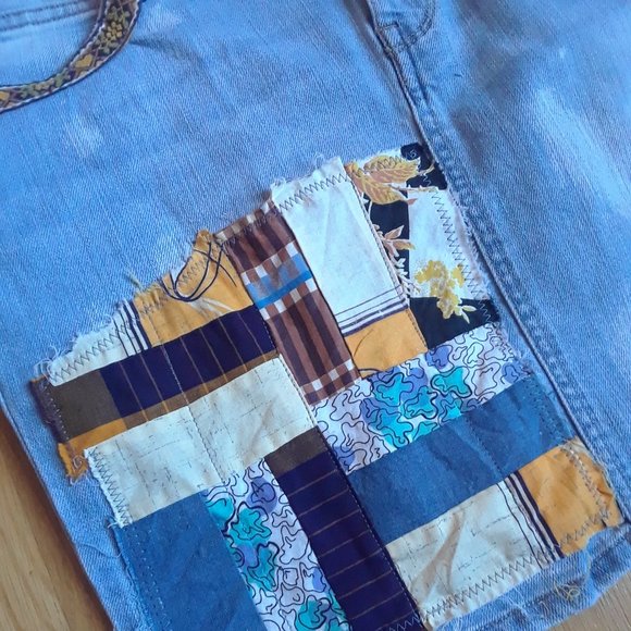 Skirt Denim - Patched Patchwork - Size 28/6P - Picture 3 of 9